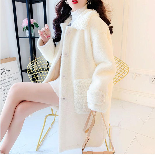Sexy Slim-fit Urban Fashion Women's Windbreaker Winter Looks Thin In The Long Section of Imitation Mink Velvet Plus Size Warm Jacket