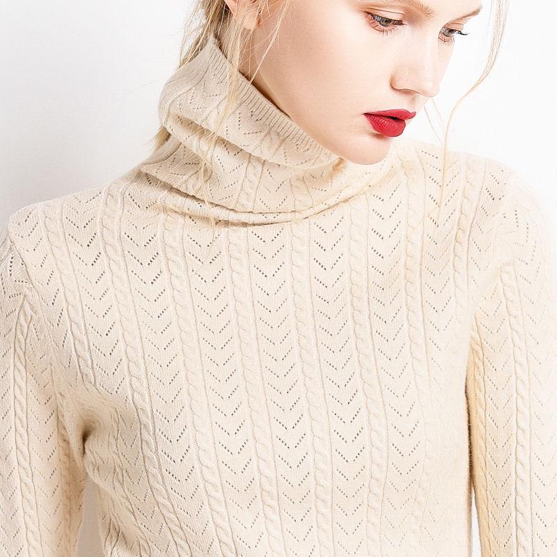 Pofulove Autumn Winter Turtleneck Female Knitting Bottoming Shirt Pullover Short Slim Long Sleeves