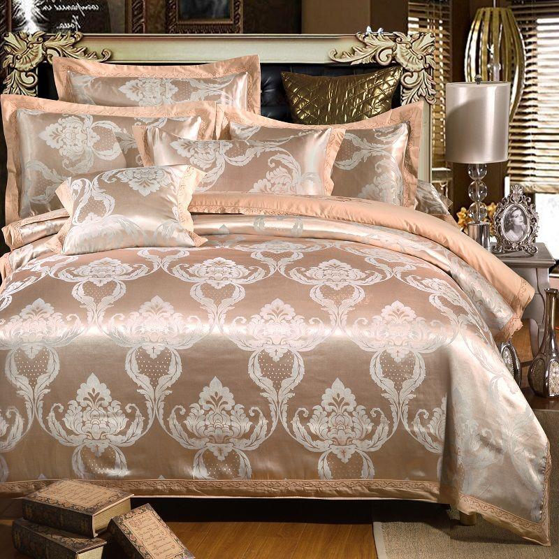 Luxury Jacquard Bedding Sets King Size Wedding Satin Duvet Cover Bed Sheet Set Pillowcases