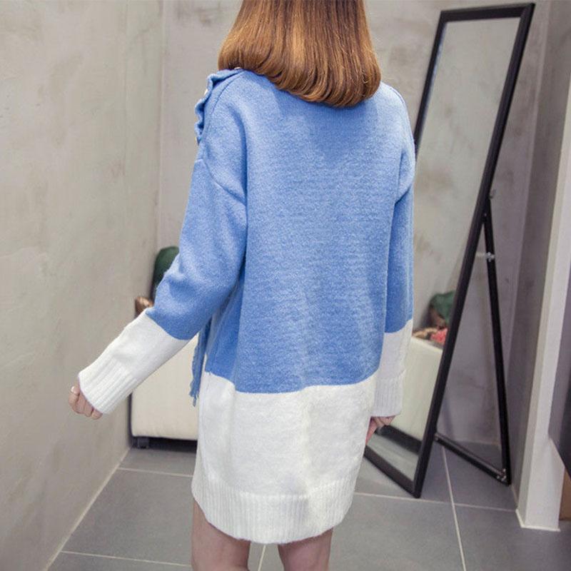 Mid-length Autumn and Winter Sweater Striped Pattern Casual Pullover Top Loose Casual Women's Jacket