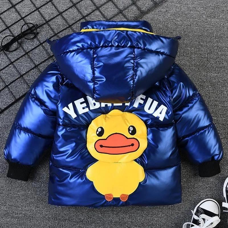 Children's Clothing Wash-free Down Winter Warmth Middle and Small Children's Padded Jacket Male Baby Little Yellow Duck Pattern Cotton Jackets