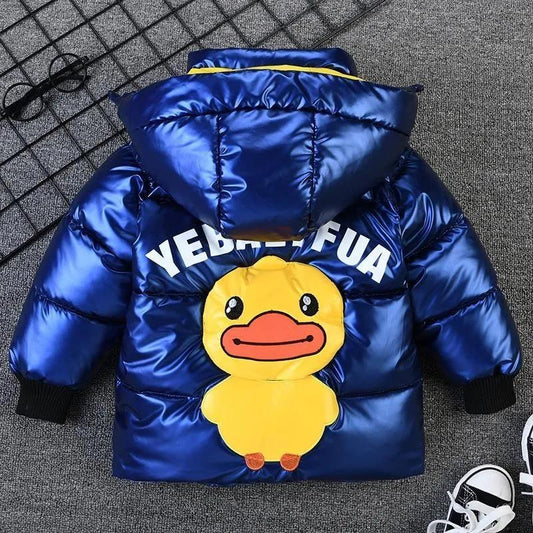 Children's Clothing Wash-free Down Winter Warmth Middle and Small Children's Padded Jacket Male Baby Little Yellow Duck Pattern Cotton Jackets