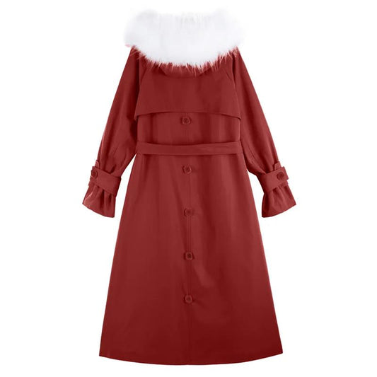 Lamb Velvet Jacket Windbreaker-style Cotton-padded Jacket Women's Korean Mid-length Section Plus Velvet Padded Fur Collar Winter Padded Jacket