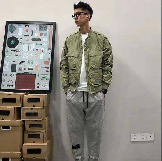 2021 Spring and Autumn Thin Flying Jacket Men's Baseball Collar Trend Handsome Work Jacket