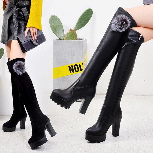 High-heeled boots high boots women boots over-knee boots women autumn and winter stretch boots