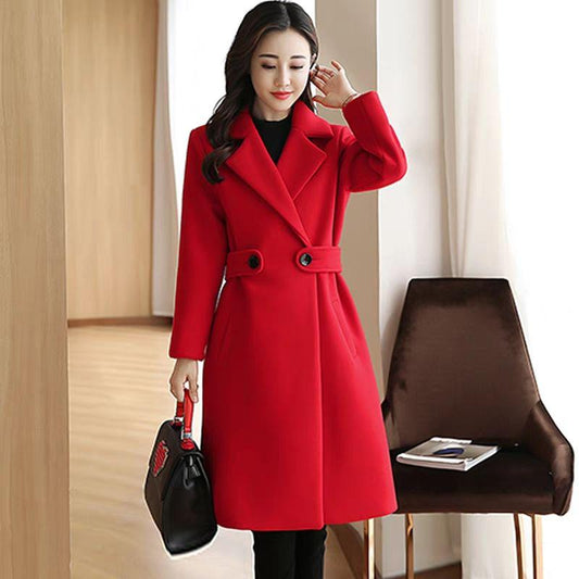 Fall Winter Double Sided Fabric Wool Suit Long Loose Fabric Overcoat Womem's Clothing Coat