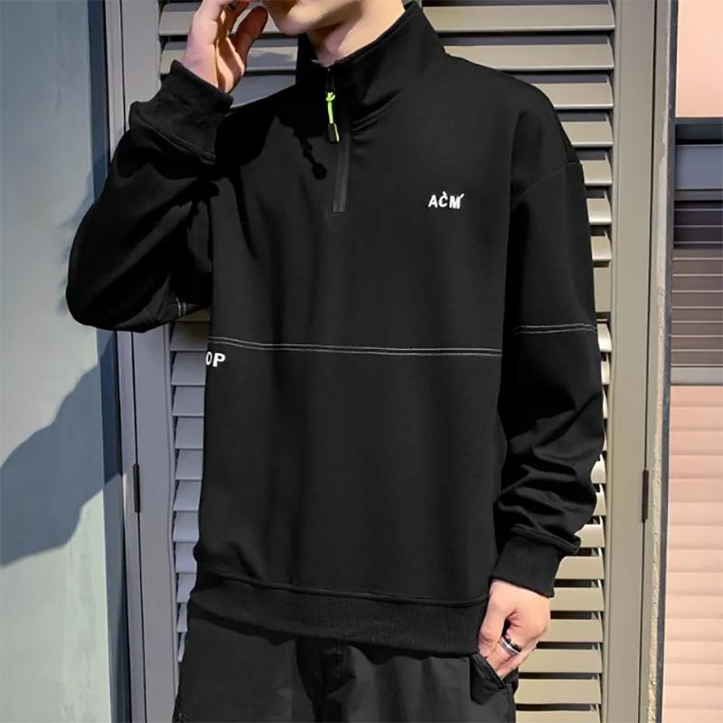 Half Zipper Sweater Men's Pullover Stand-up Collar Autumn and Winter Casual Sportswear Korean Style Trendy Sweater