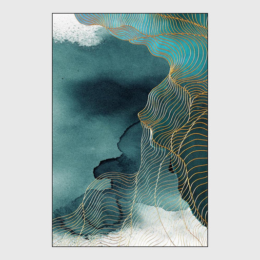 Household Carpet Fashion Chinese Style Gold Line Abstract Ink Pattern Living Room Carpet Bedroom Kitchen Bedside Carpet Floor Mat