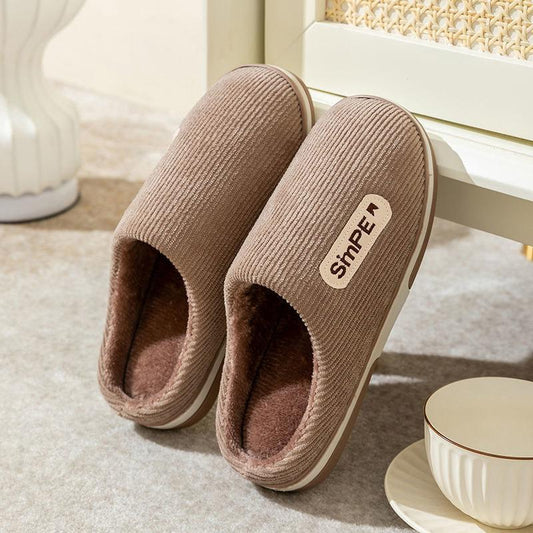 Cotton Slippers Men's Winter Home Indoor Warm Non-slip Thick Bottom Suede Cotton Shoes