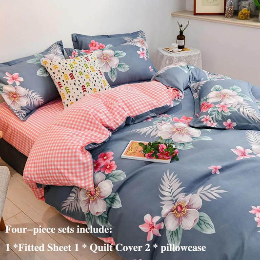 Bed Cover Bed Four-piece Set of 1.5 Meters 1.8 M Bed Thick Grinding Cotton Home Bed Suit