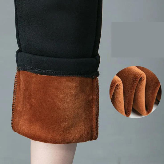 Autumn and Winter Women's Trousers Wear Elastic Waist Nine-point Straight Trousers Middle-aged High-waist Large Size Plus Velvet Casual Trousers