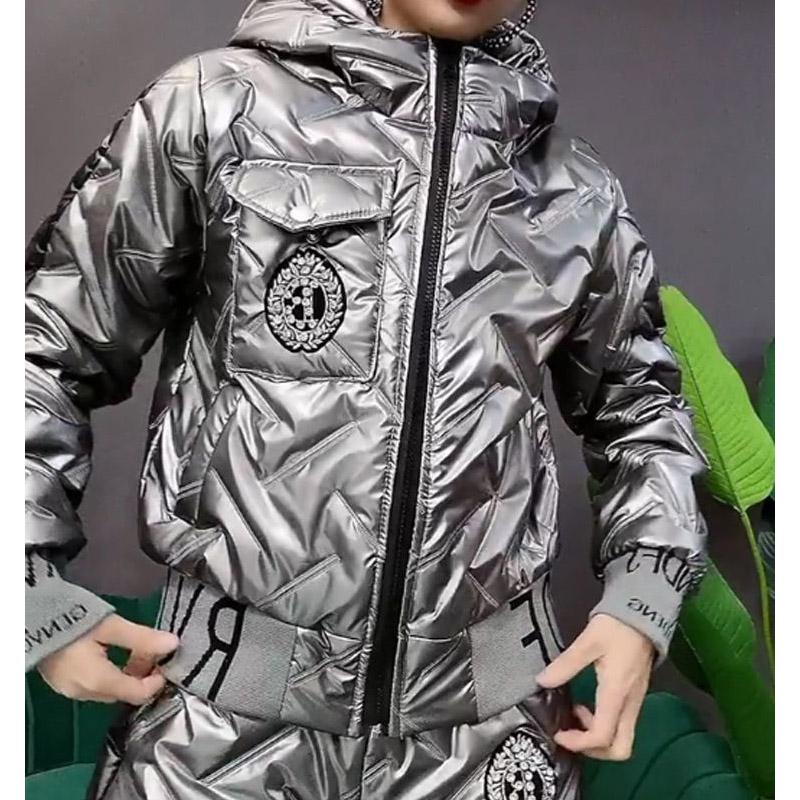 Winter Style Korean Fashion Down Cotton Jacket Suit Women's Hooded Thick Cotton-padded Jacket Cotton Trousers Casual Two-piece Suit