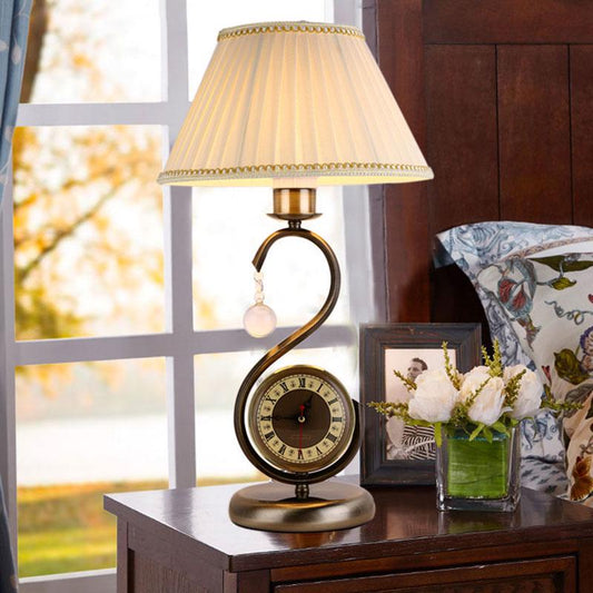 Cloth Lampshade LED Bedside Lamp for Bedroom Modern Living Room Table Lamp