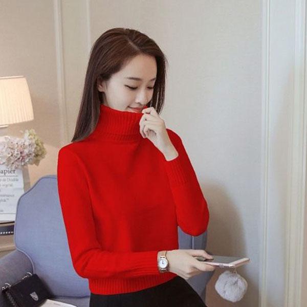 Autumn and Winter Turtleneck Warmth Thick Ultra-short Sweater Women's Pullover High-waist Loose Base Sweater