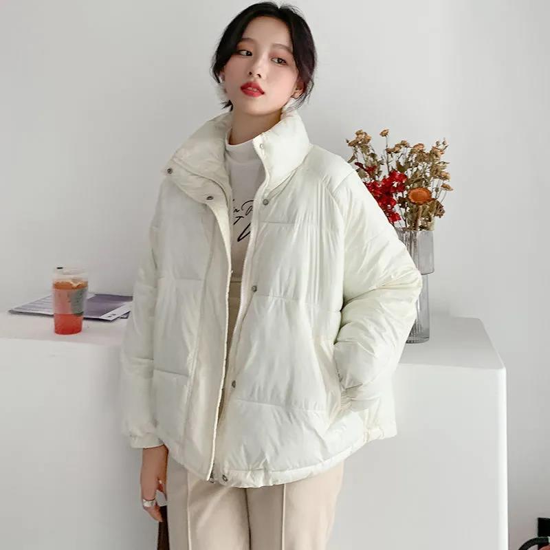 Short Padded Jacket Women's Pearlescent Korean Loose Padded Jacket Student Bread Coat Down Padded Winter Jacket