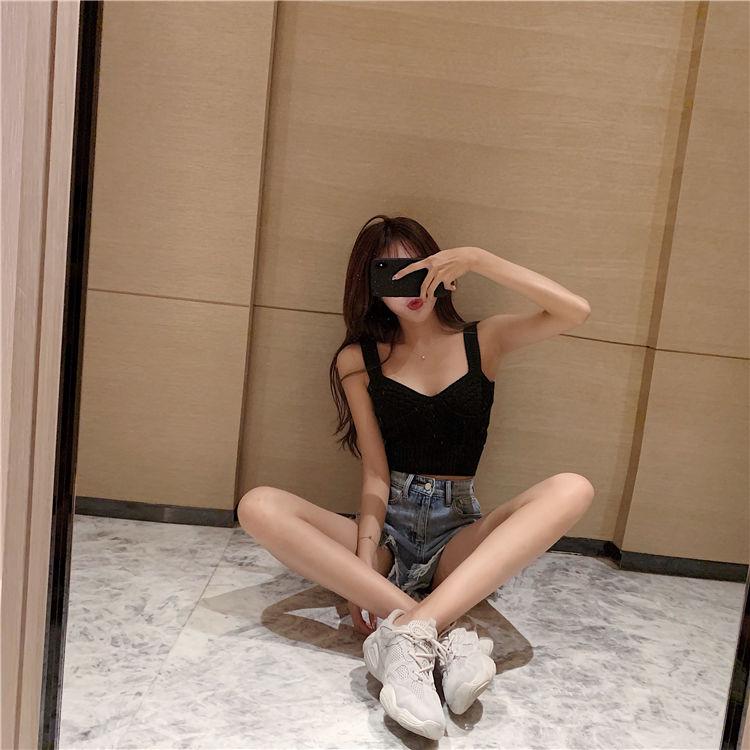 WTEMPO Retro High Waist Was Thin Ins Denim Shorts Female Summer Loose Hole Wide Leg Pants Wild Pants
