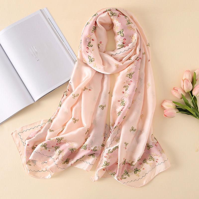 Printed Gauze Scarf Thin Versatile Warm Scarf Female Sunscreen Beach Towel Shawl Oversized Simple Temperament Silk Scarf Female