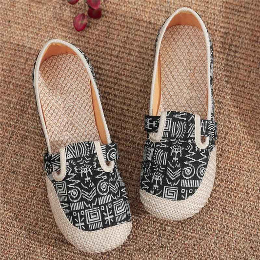 Cloth Shoes Women's Linen Retro Ethnic Style Flat Non-slip Breathable Lazy Shoes