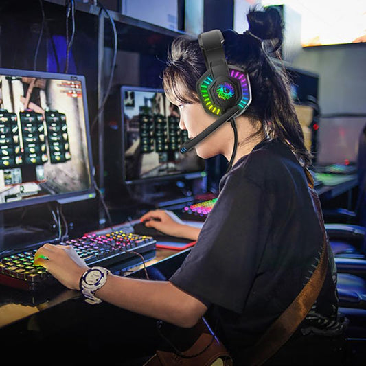 USB7.1 Gaming Headset Head-mounted Luminous Desktop Computer Mobile Phone Subwoofer Vibrating Headset