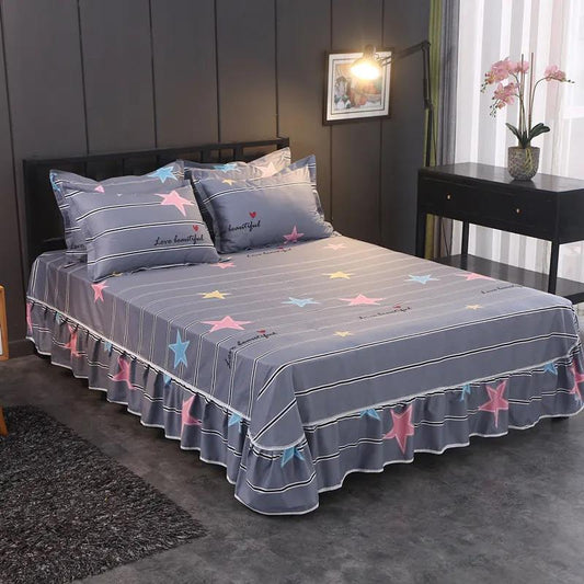 Cotton Mattress Cover Single-piece Korean Princess Print Simmons Non-slip Dustproof Protective Cover 1.5m