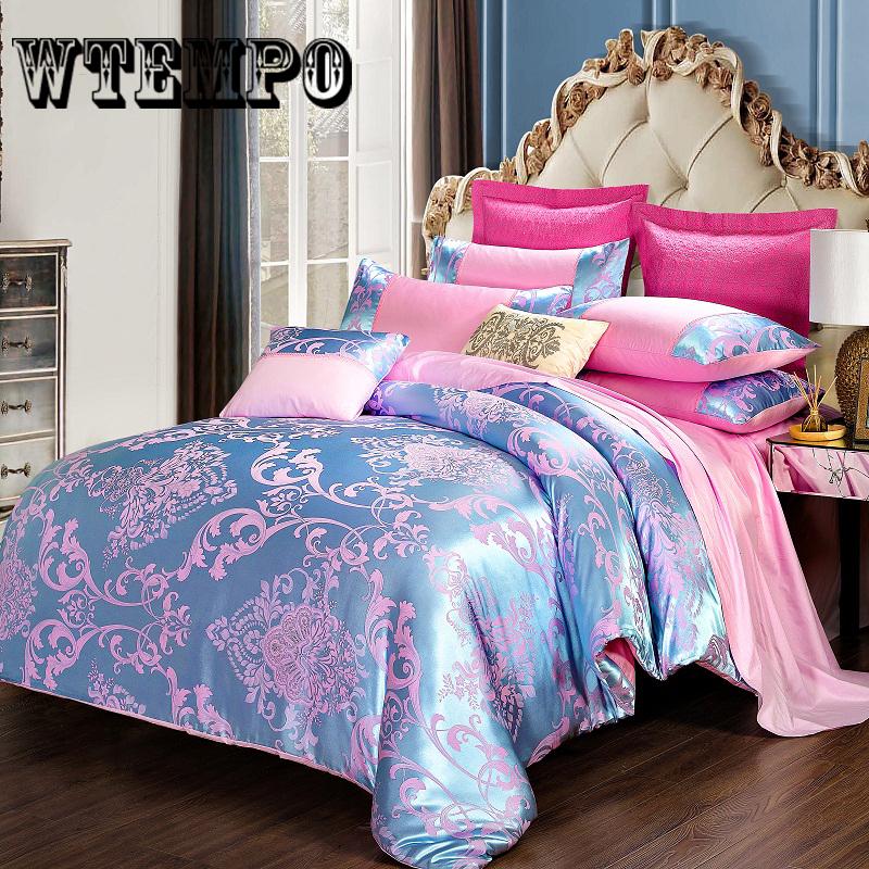 4pcs Wedding Luxury Bedding Sets Jacquard Queen/King Size Duvet Cover Set Bed Linen Bed Sheet