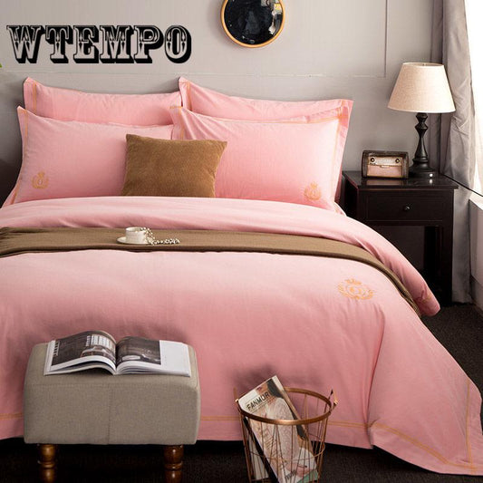 Comfortable Soft Cotton Quilt Set Bed Skirt Four-piece Lace Quilt Cover Solid Color Princess