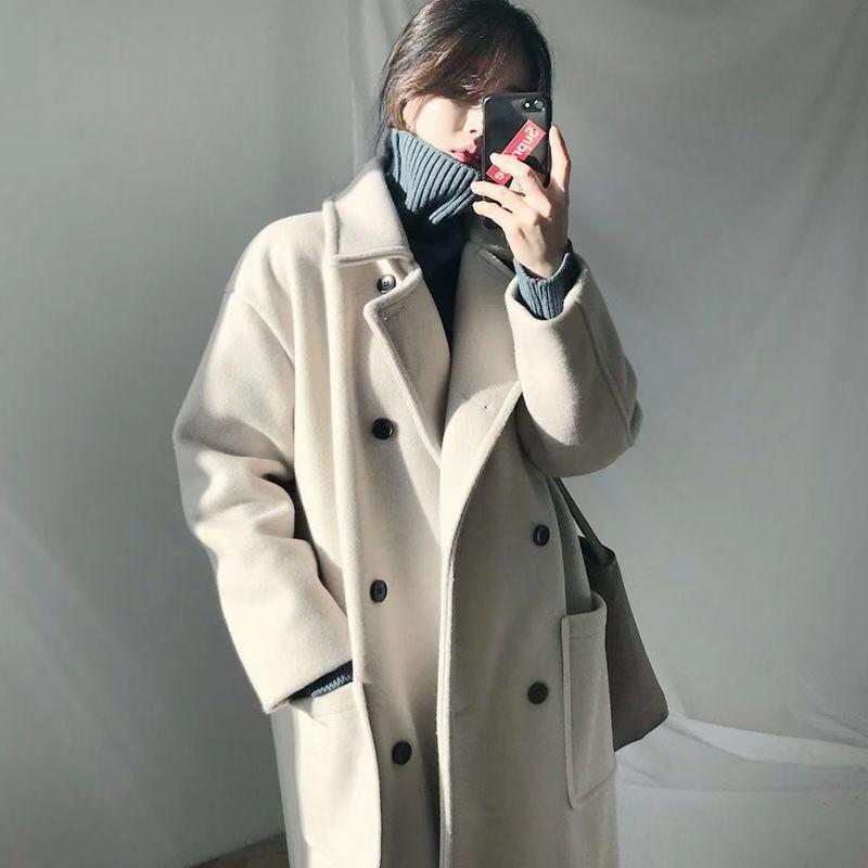 Mid-length autumn and winter women's woolen coat was thin woolen coat woolen coat women