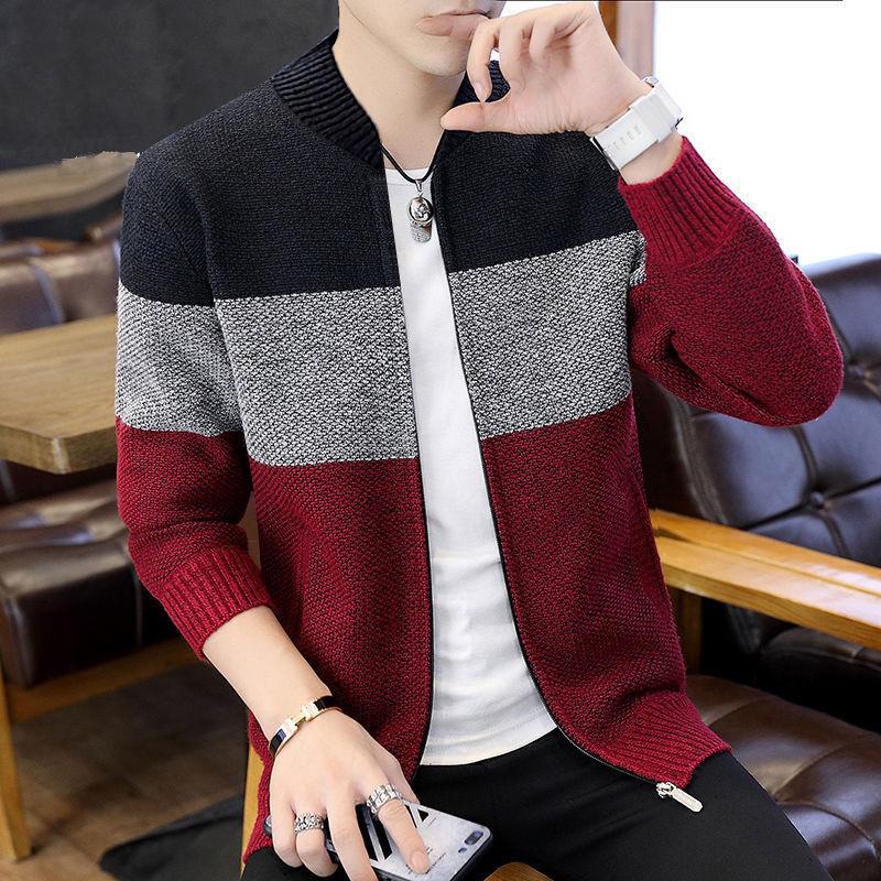 Autumn and Winter Thick Men's Cardigan Zipper Long-sleeved Sweater Hooded Sweater Warm Jacket