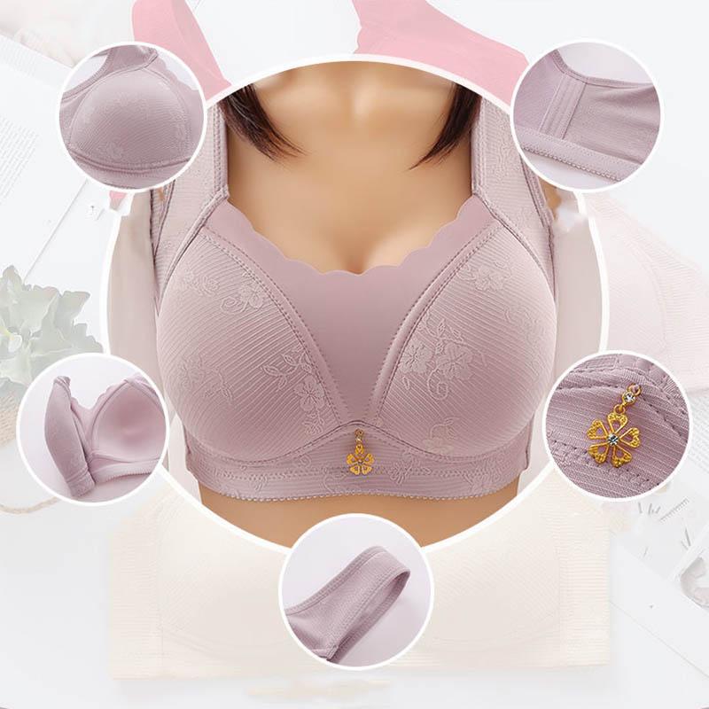 Large Size Underwear Upper Support Anti-sagging Side-receiving Anti-glare No Steel Ring Gathering Cotton Comfortable Sweat-absorbing Breathable Bra