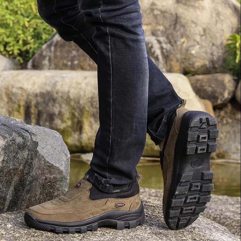 Mountaineering Men's Shoes Winter Plus Velvet Warm Outdoor Casual Leather Shoes Leather Non-slip Wear-resistant Men's Sports Shoes