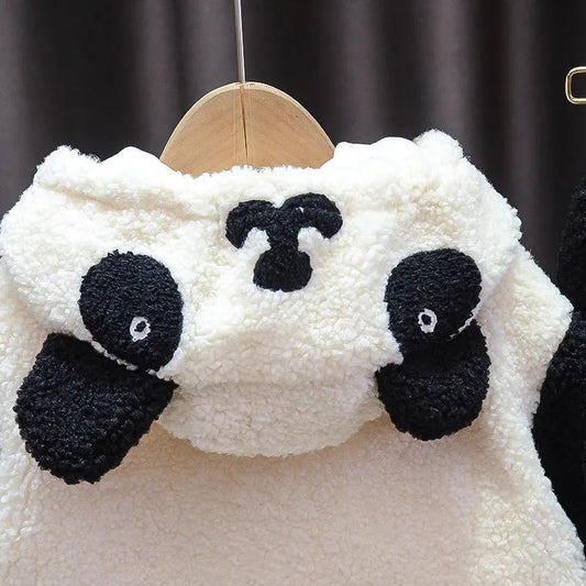 Children's Autumn and Winter Suit Girls Thick Wool Sweater Warm Clothes Boys and Girls Baby Flannel Plus Fleece Two-piece Suit