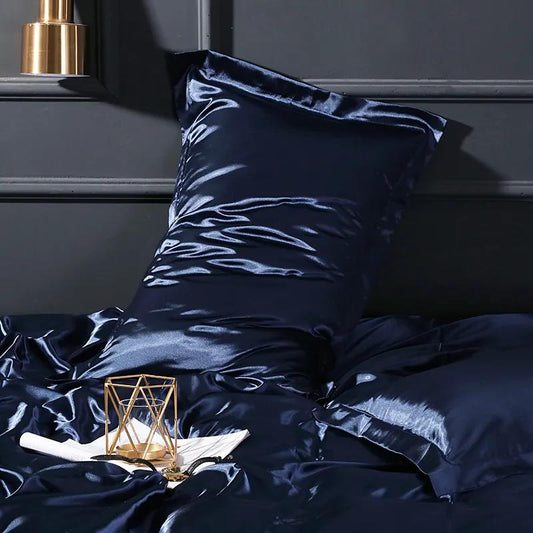 48*74cm Summer Silk Pillowcase Solid Color Soft Skin-friendly Pillowcase Pair