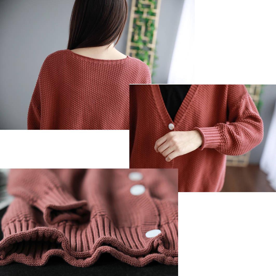 Autumn Women Sweaters Warm Solid Color Long Sleeve Buttons Sweater Cardigan Loose Sweaters Coat