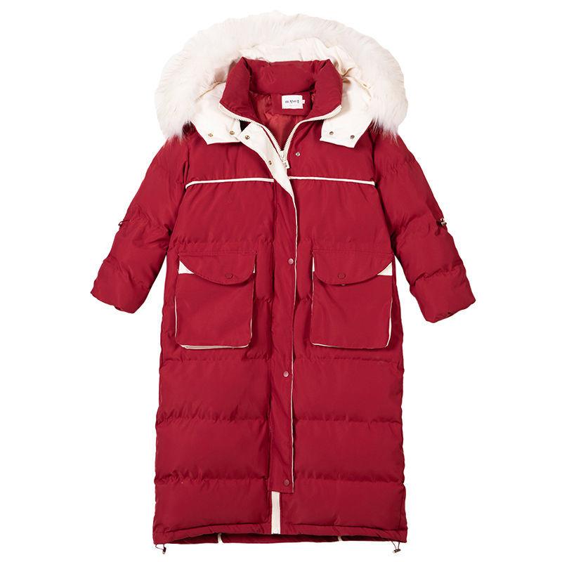 Fluffy Big Fur Collar Hooded Stand-up Collar Loose Down Padded Jacket Women's Winter Padded Jacket Thickened Warm Women's Jacket