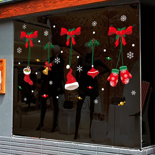 Christmas stickers cartoon pendants personalized window Christmas socks shop glass door stickers