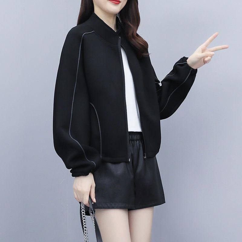 Plus Velvet Padded Short Jacket Women Autumn and Winter Loose Large Size Was Thin Short Long-sleeved Baseball Uniform Sweater