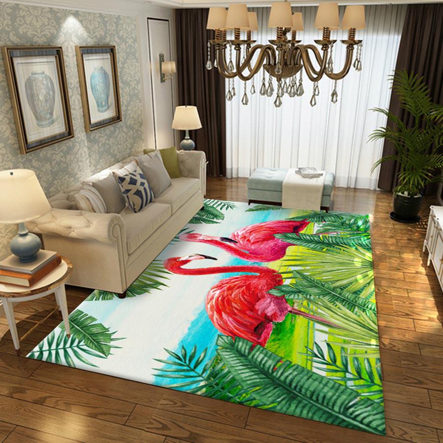 Carpets for Living Room Green Tropical Printed Parlor Bedroom Chair Rugs Bath Decorate Non-slip Mat