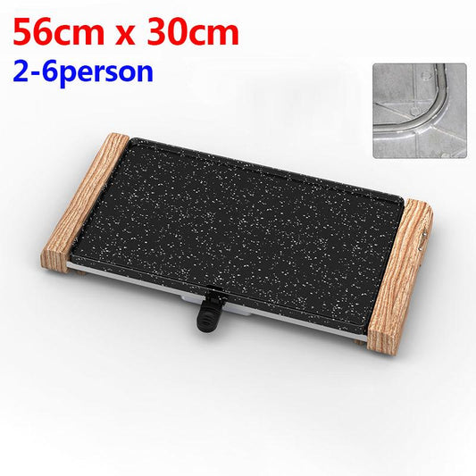 1700W Wooden Handle Medical Stone Oven Electric Grill BBC Machine Bakeware Flat Bottom Frying Pan Kitchen Supplies