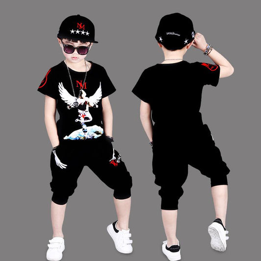Boys Children's Clothing Summer Short-sleeved Breathable Casual Clothes Korean Version Pullover Two-piece Children's Suit