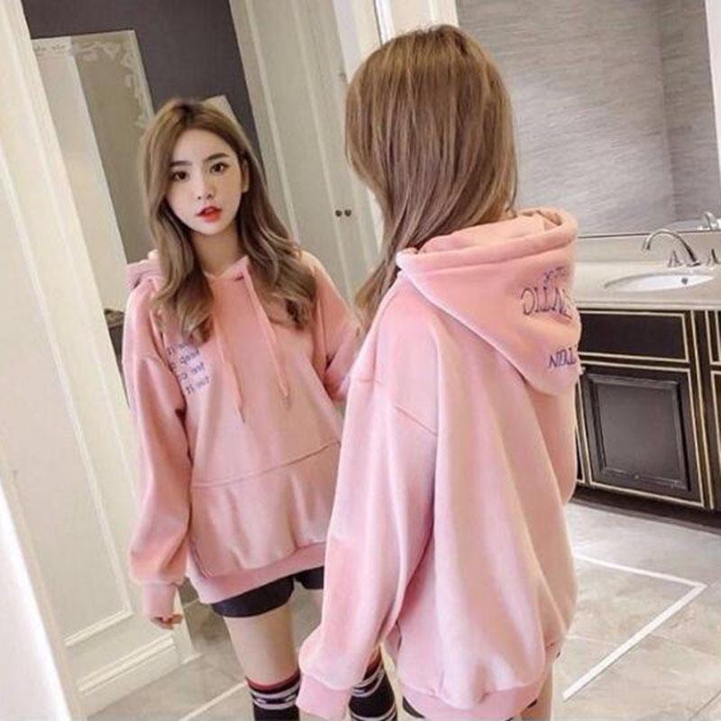 Hood Top Autumn Winter Sweatshirt Cotton Women's Sweatshirt Wild Large Size Long Sleeve Warm