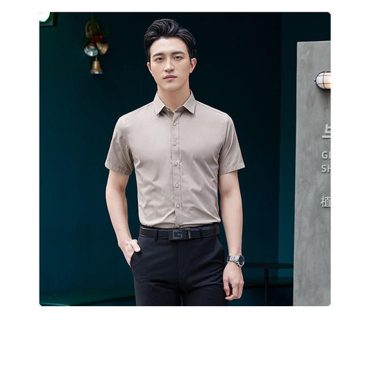Men's Short-sleeved Shirt Professional Wear Summer White Self-cultivation Tooling Business Sales Solid Color with The Same Paragraph Non-iron