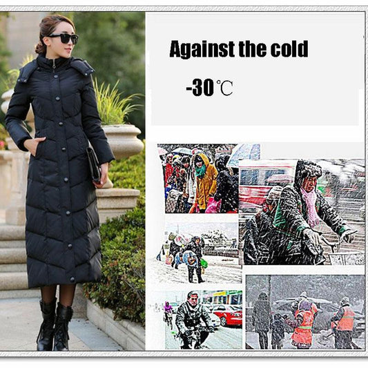 Winter Duck Down Jacket for Women Hooded Puffer Jacket White Duck Down Coat Thick Warm Long Parkas Coat Female Outwear