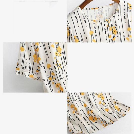 Ice Silk T-shirt Middle-aged and Elderly Women's Summer High-end Western-style Fashion Large Size Printing Loose Belly Cover Thin Mother's Top