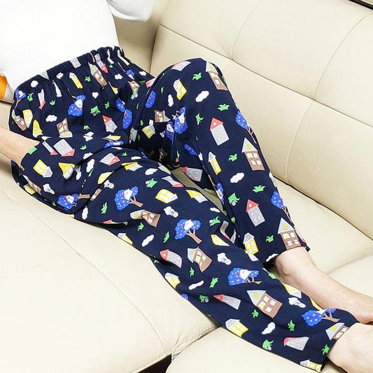 Summer Cool and Sunscreen Anti-mosquito Cotton Silk Beach Pants Cotton Silk Lantern Rayon Trousers Women Loose Harem Pants Feet Thin
