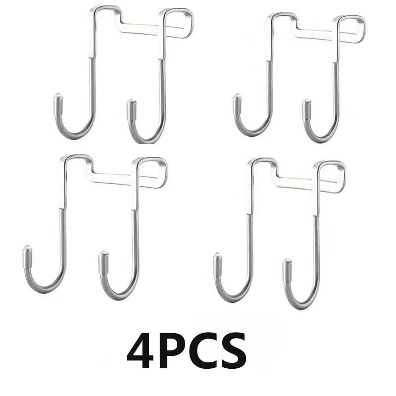 1/4PCS 304 Stainless Steel Household Hook Door Back Hook Kitchen Cabinet Door Back Hanging U-shaped Strong Hook Towel Hooks Kitchen