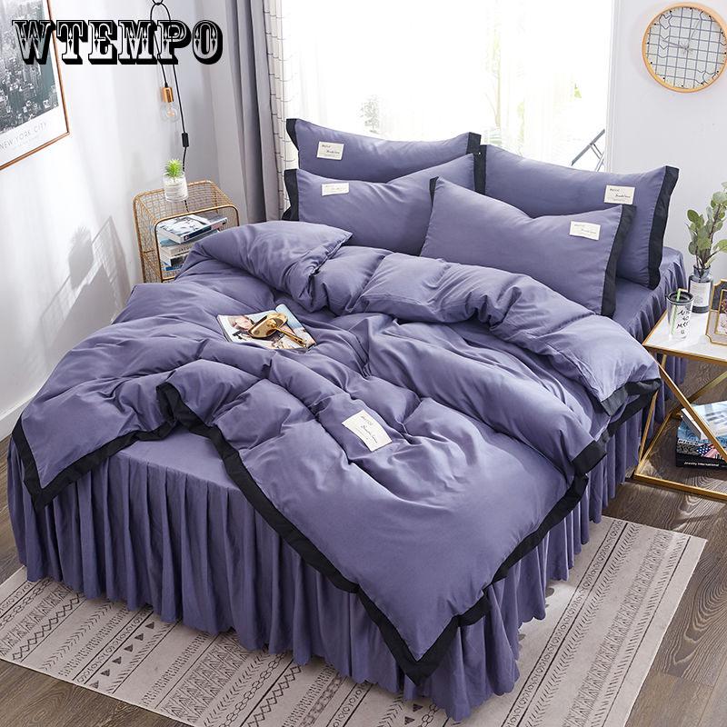 4pcs Bedding Set Duvet Cover Bed Sheet Bedspread Bed Skirt Beief European Home Textile Bed Linen