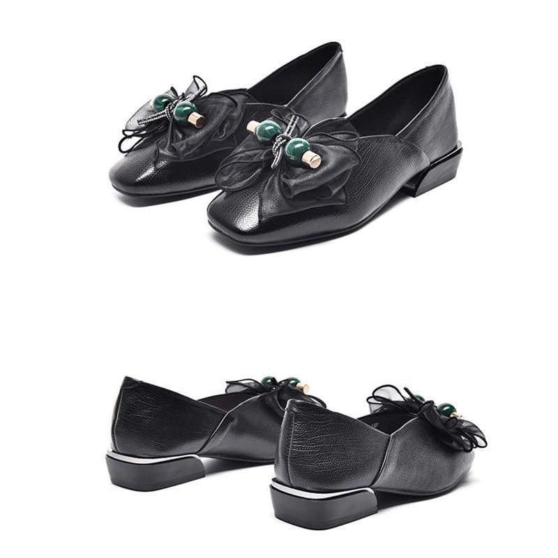 Single Shoes Women's Four Seasons Sweet Low-heeled 2021 Spring and Autumn Square Toe Thick-heeled Small Leather Shoes Shallow Mouth Flat Shoes