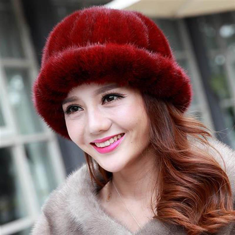 Winter Imitation Mink Hat Female Middle-aged and Elderly Hat Mink Fur Hat Fur Mother Pot Hat Top Hat