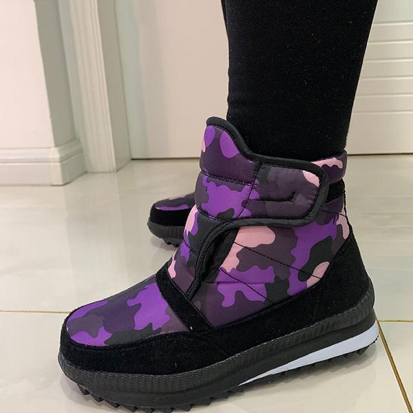 Outdoor Travel Couple Snow Boots Women's Men's Large Size Side Velcro Warm Plush Short Winter Cotton Shoes