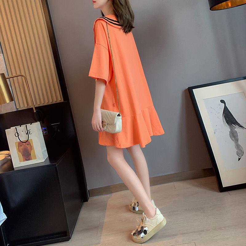 Cute Girl Women's Summer Dress Short Sleeve Knee-length Daily Wear Office Dating Party Loose Casual Nightdress